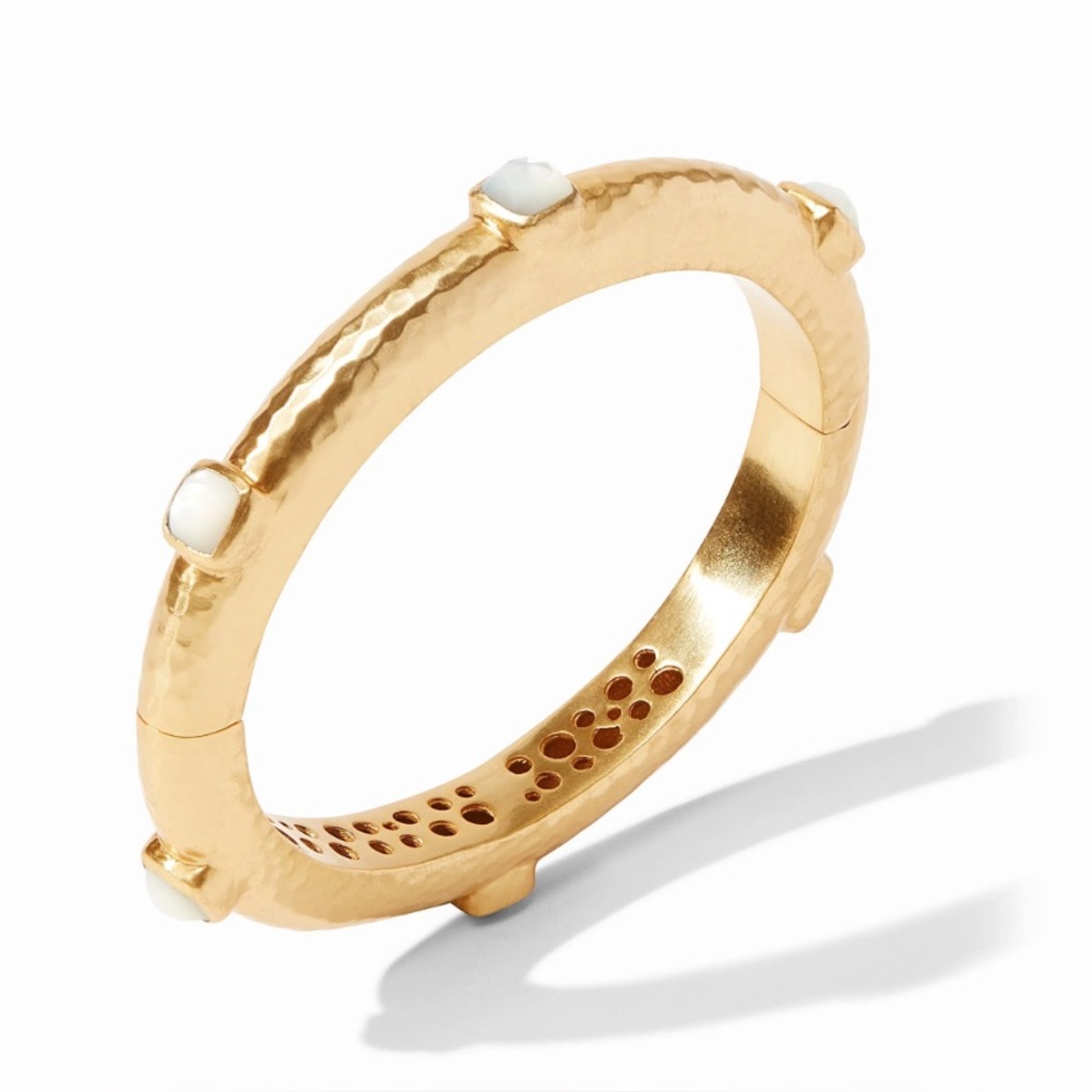 JULIE VOS Catalina Stone Hinge Bangle in Mother of Pearl